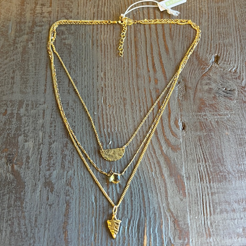 A.V. Max 3 In One Citrine Arrow Charm Necklace
